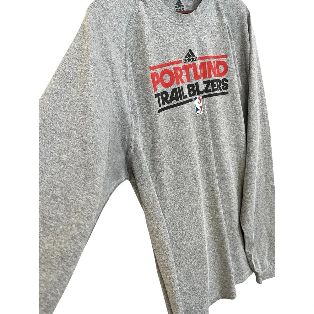 Adidas Portland Trail Blazers T Shirt Mens XL Gray Long Sleev NBA Basketball Tee